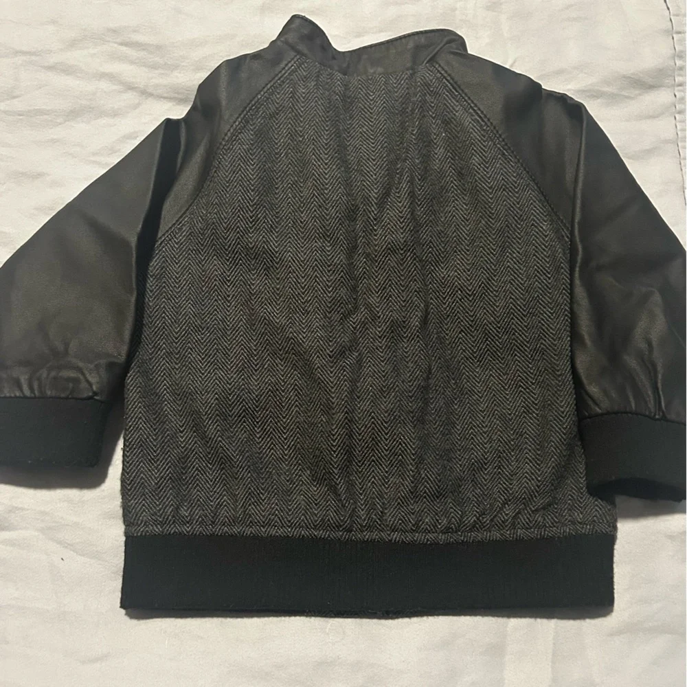 EUC OshKosh Kid Long-sleeve Wool and Faux Leather Jacket - No Size Tag